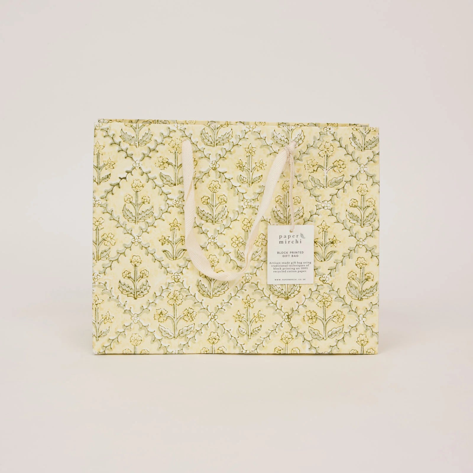 Buttercream Block Print Medium Gift Bag - Lattice - Uneeka