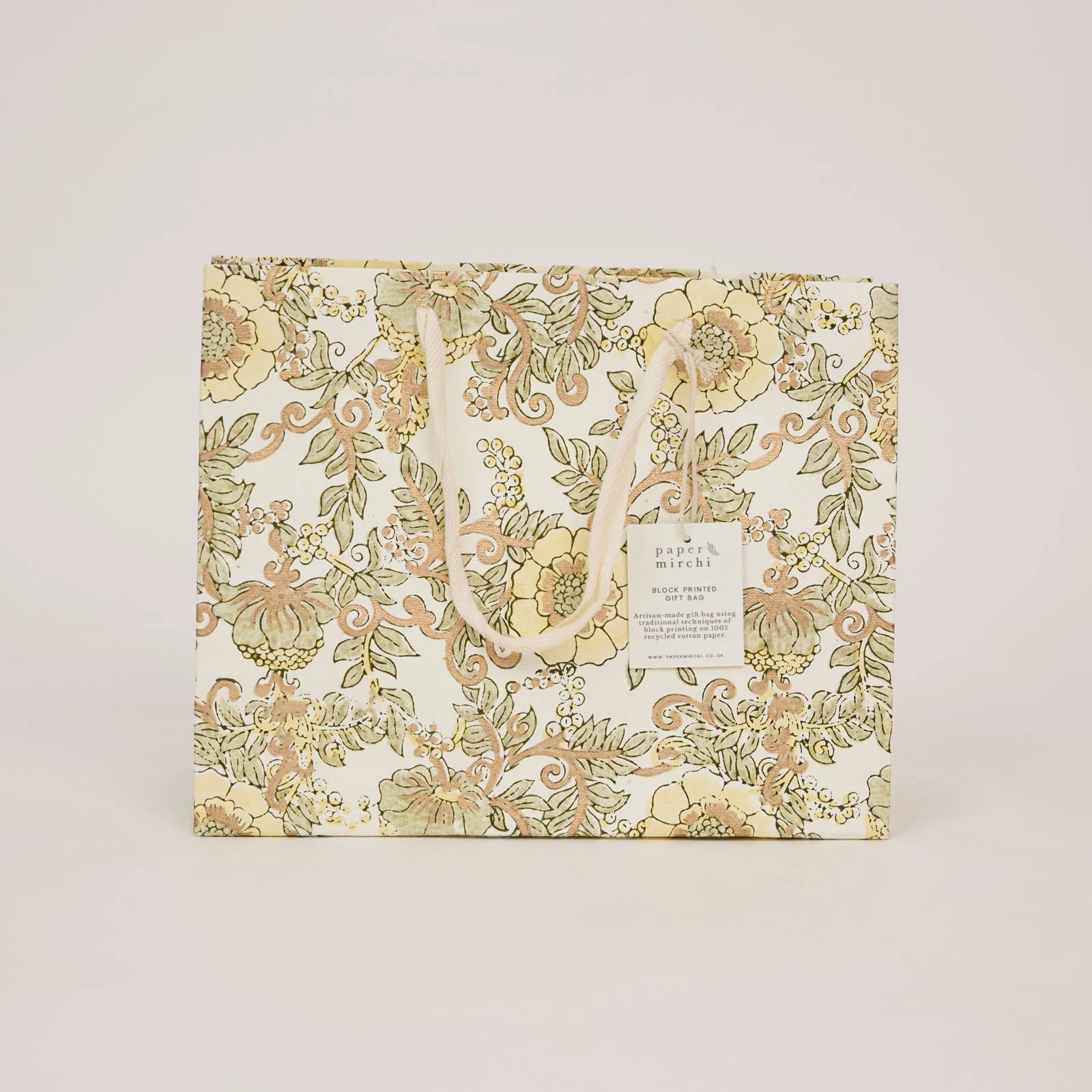 Buttercream Block Print Medium Gift Bag - Rose - Uneeka