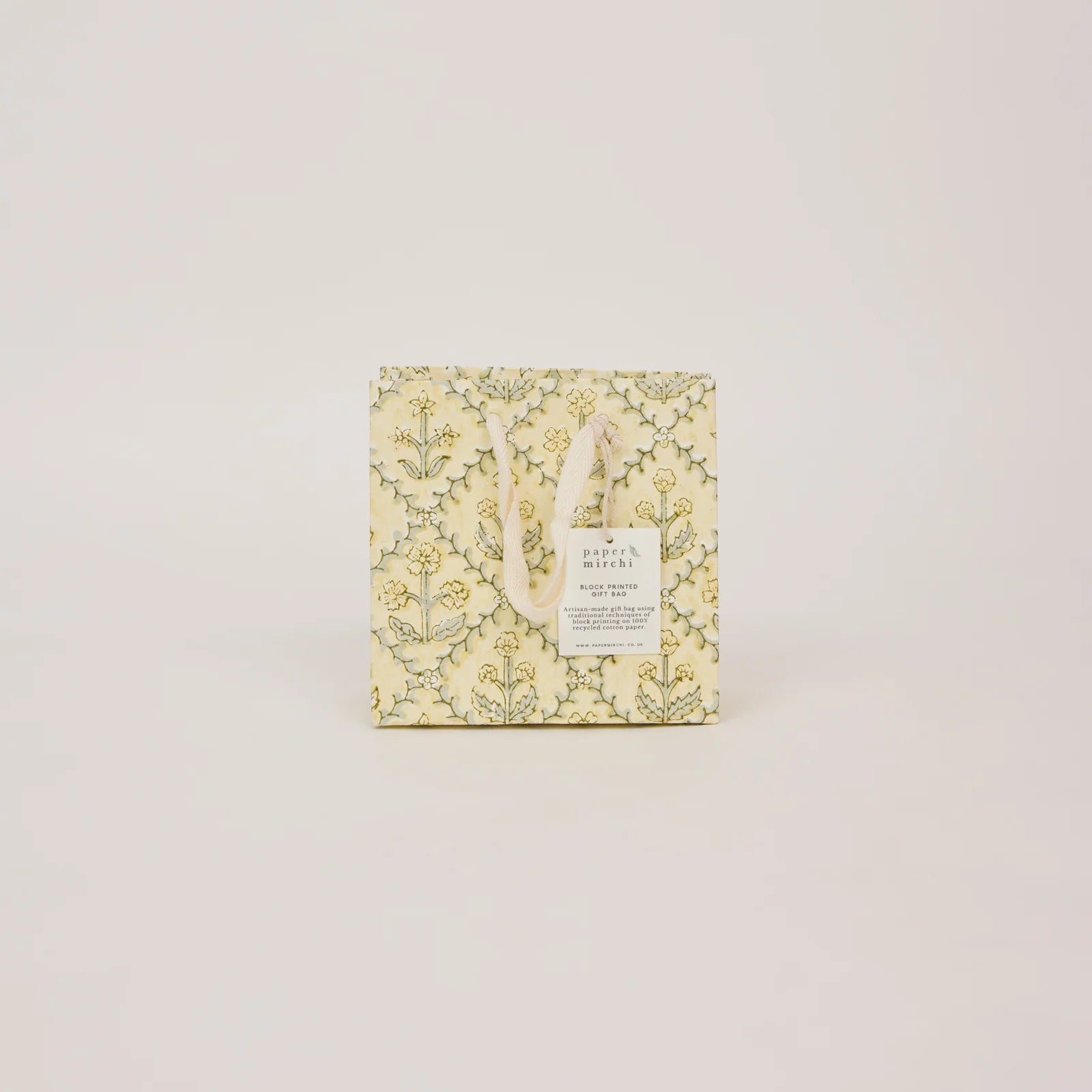 Buttercream Block Print Small Gift Bag - Lattice - Uneeka