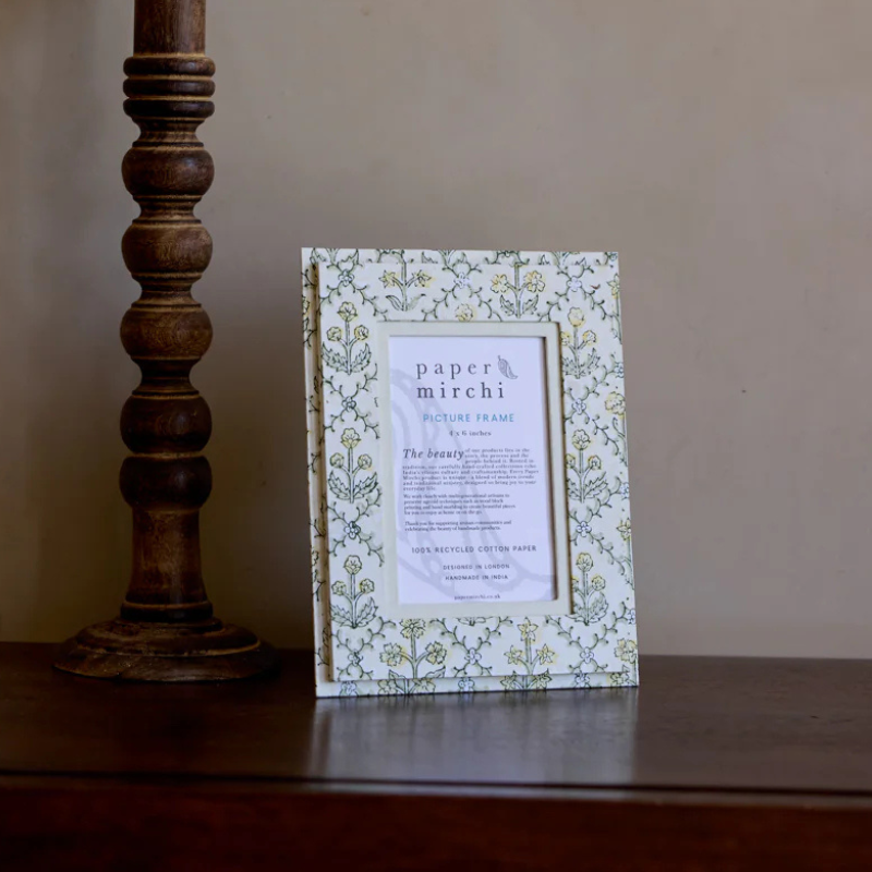 Buttercream Lattice Block Print Photo Frame - PICBP06 - Uneeka