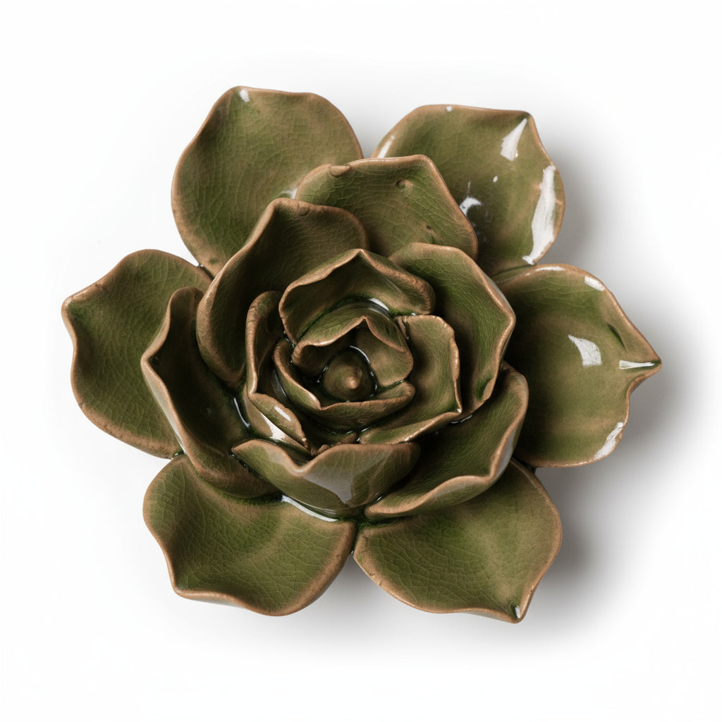 Ceramic Green Flower - C11FLGR-W - Uneeka