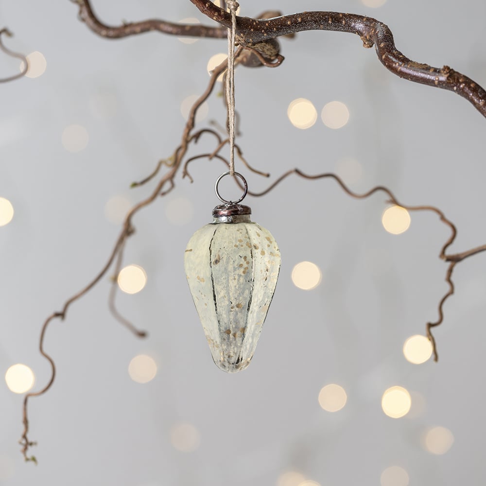 Antique White Fluted Bauble - C23629 - Uneeka