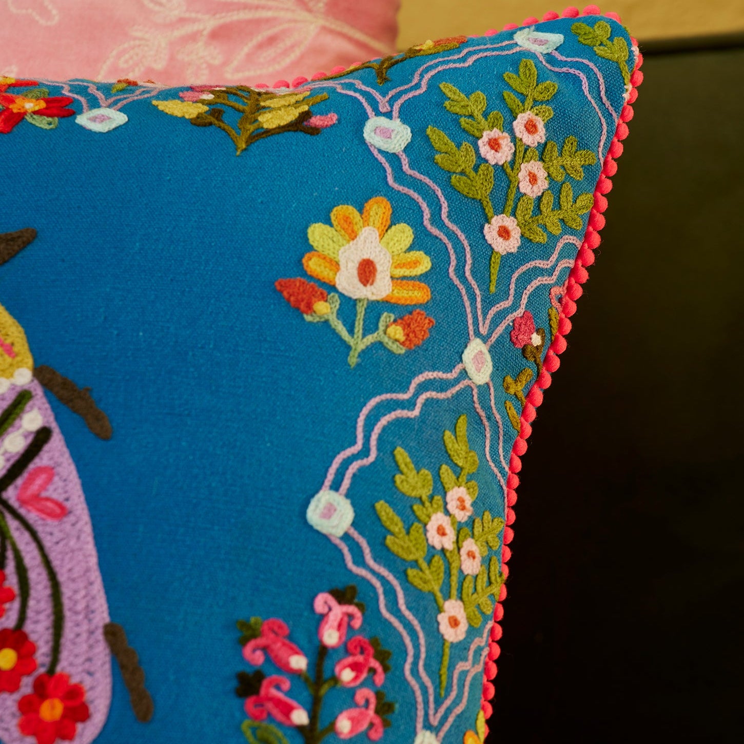 Embroidered Floral Beetle Cushion - CC6 - Uneeka