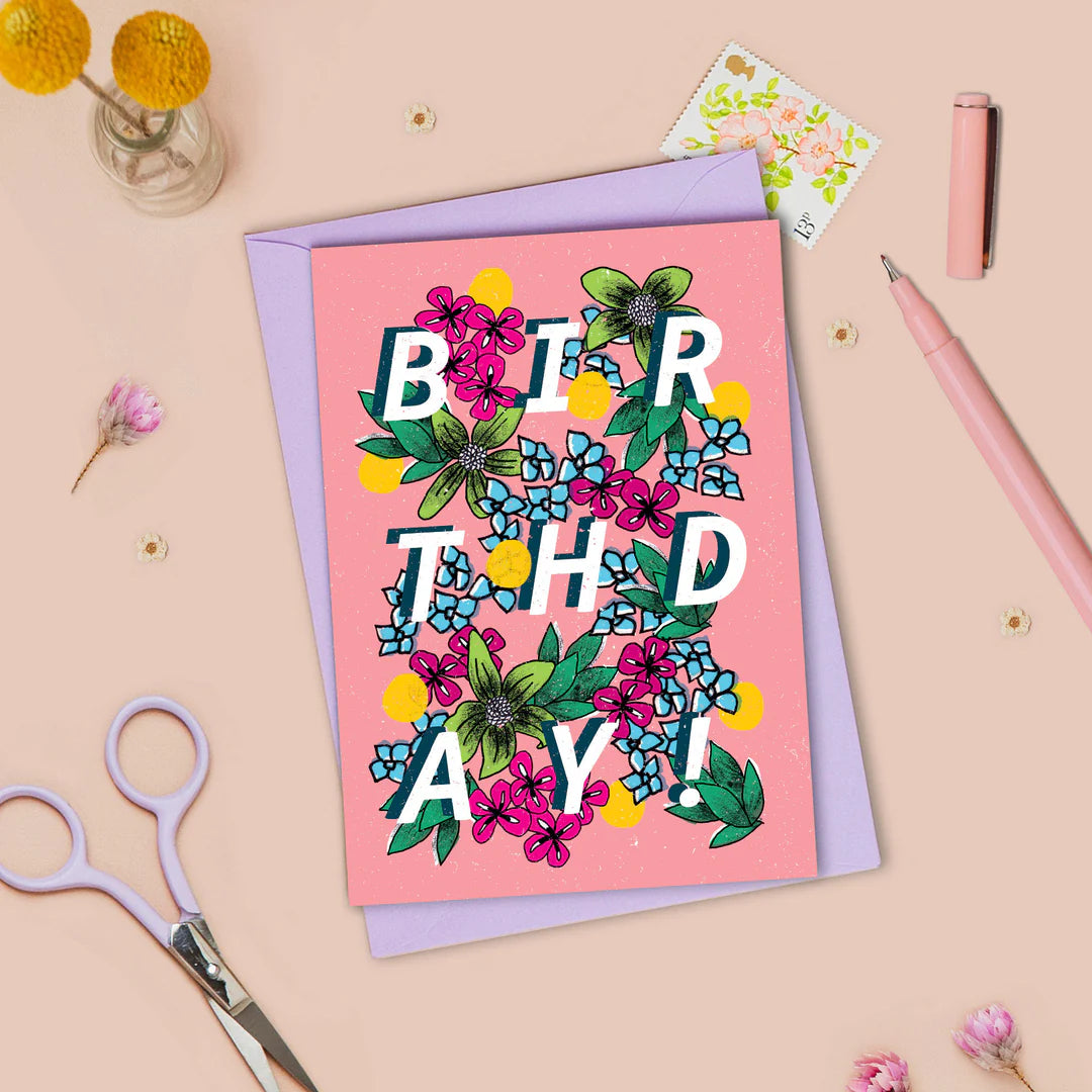 Floral Birthday Letters Card - CD26 - Uneeka
