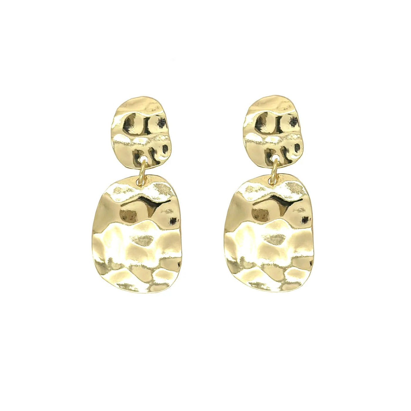 Hammered Disc Drop Stud Earrings - CE-1808-GD - Uneeka