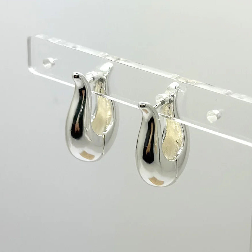 Horseshoe Shaped Hoop Clip Earrings - CE-6086-SL - Uneeka