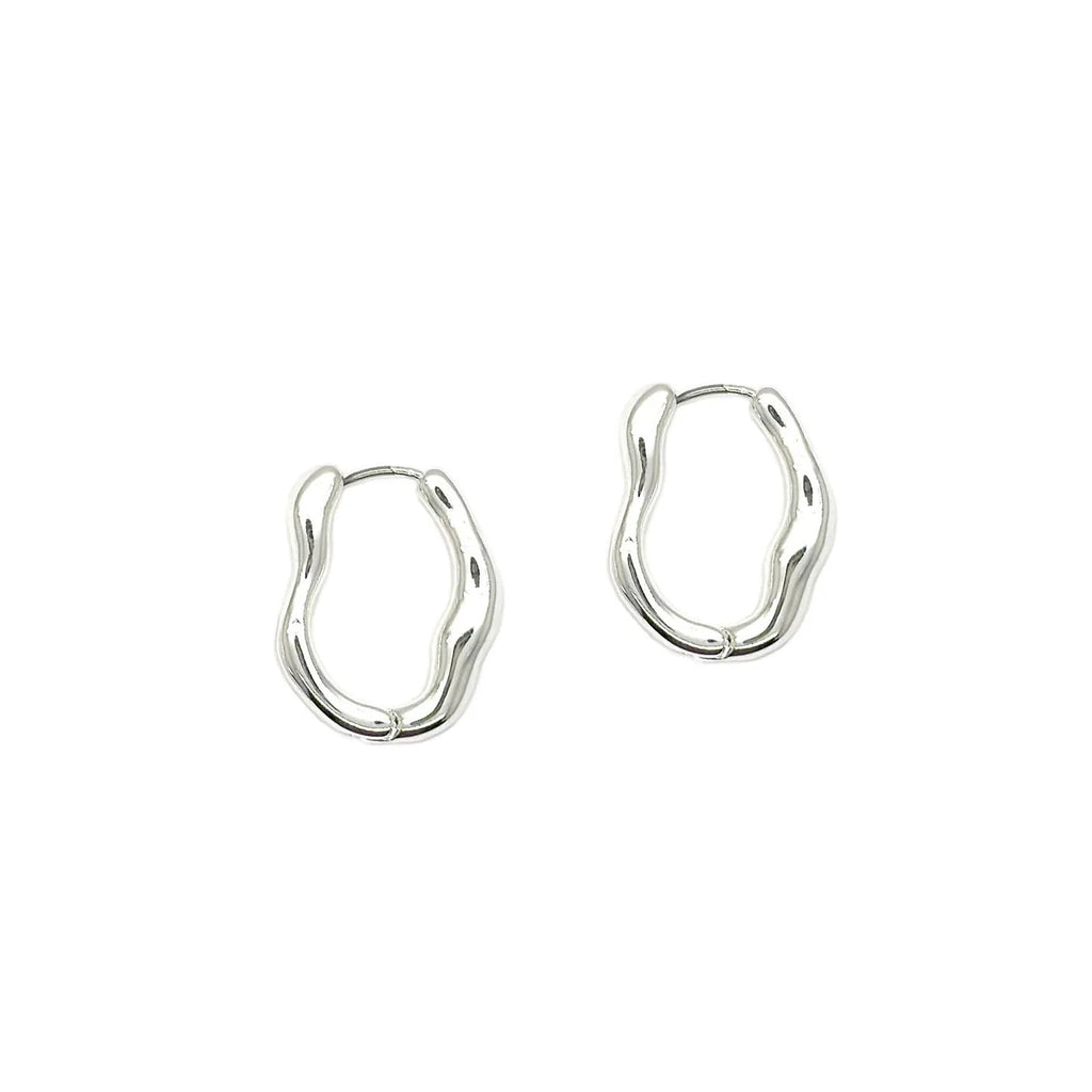 Organic Shaped Hoop Clip Earrings - CE-6100-SL - Uneeka