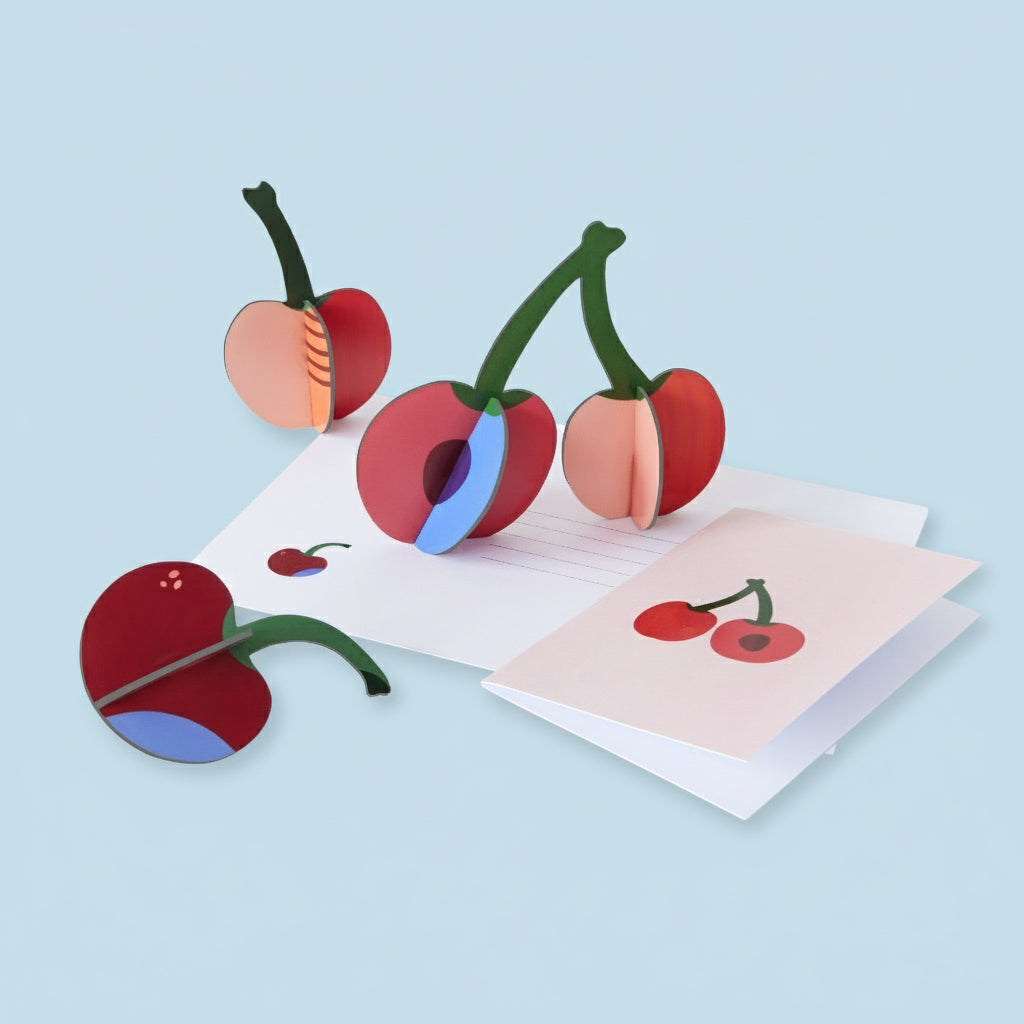 Cherries Cardboard Model & Greetings Card - TPO103 - Uneeka