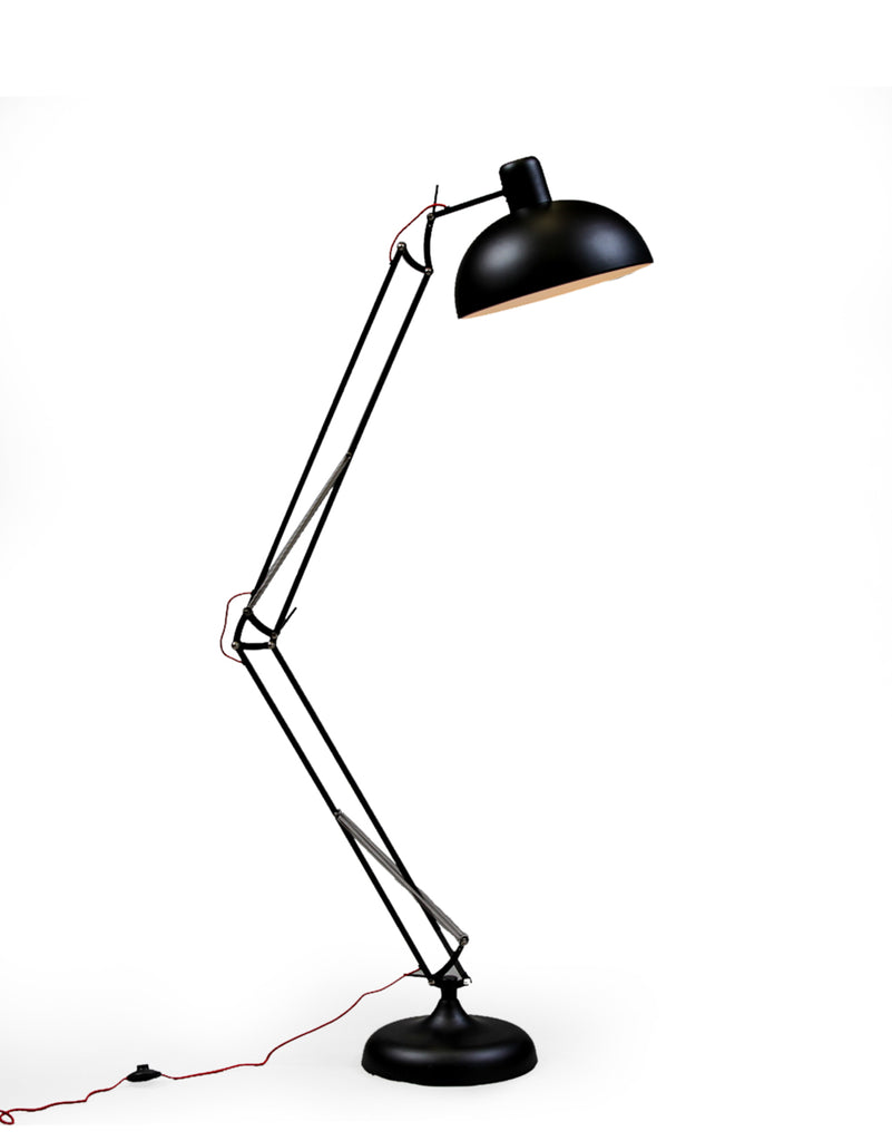 Extra Large Classic Desk Style Adjustable Floor Lamp Black with red flex