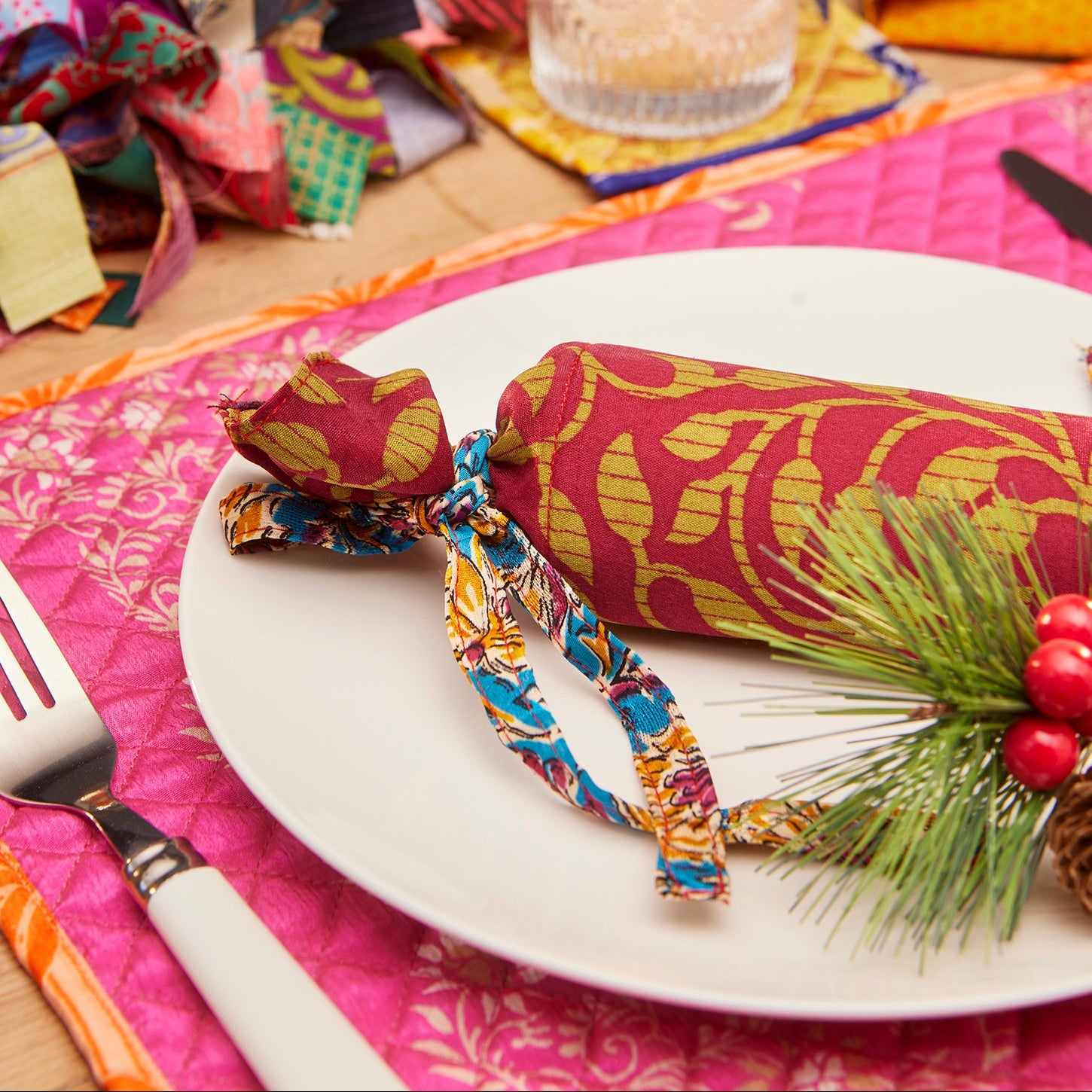 Assorted Colour Recycled Sari Party Cracker - CR1 - Uneeka