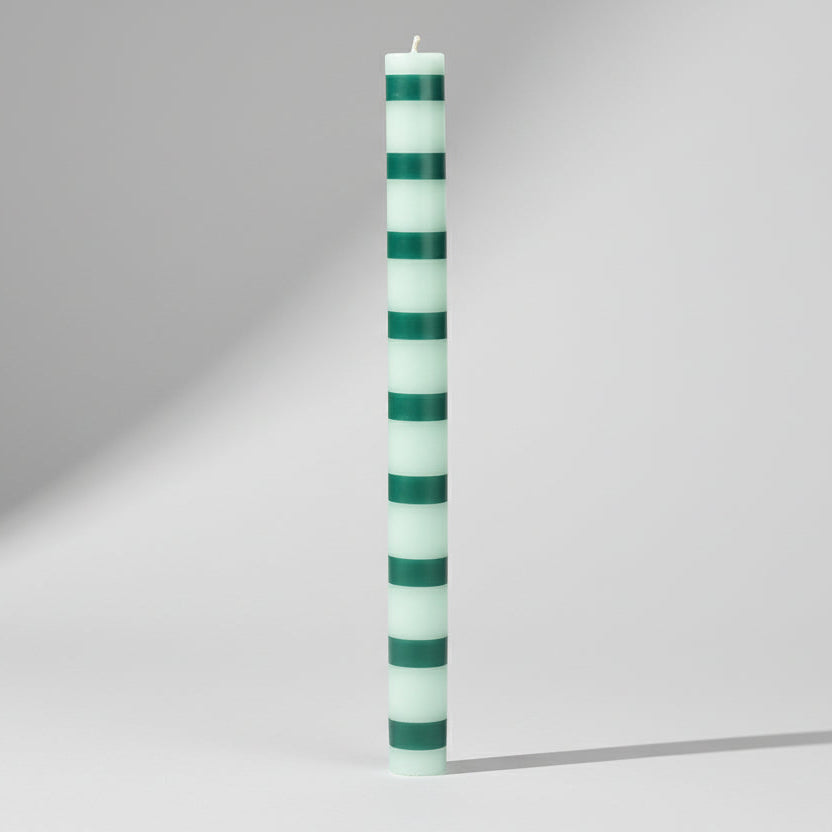 Green Stripe Patterned Dinner Candle - CSHOP-CNDL-DIN-GRSTR - Uneeka