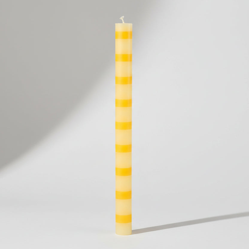 Yellow Stripe Patterned Dinner Candle - CSHOP-CNDL-DIN-YSTR - Uneeka