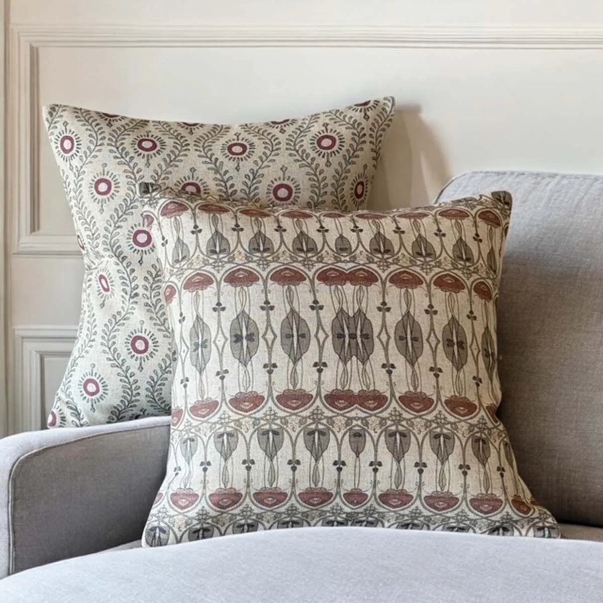 Neutral Tone Art Deco Print Cushion - CU0425/15 - Uneeka