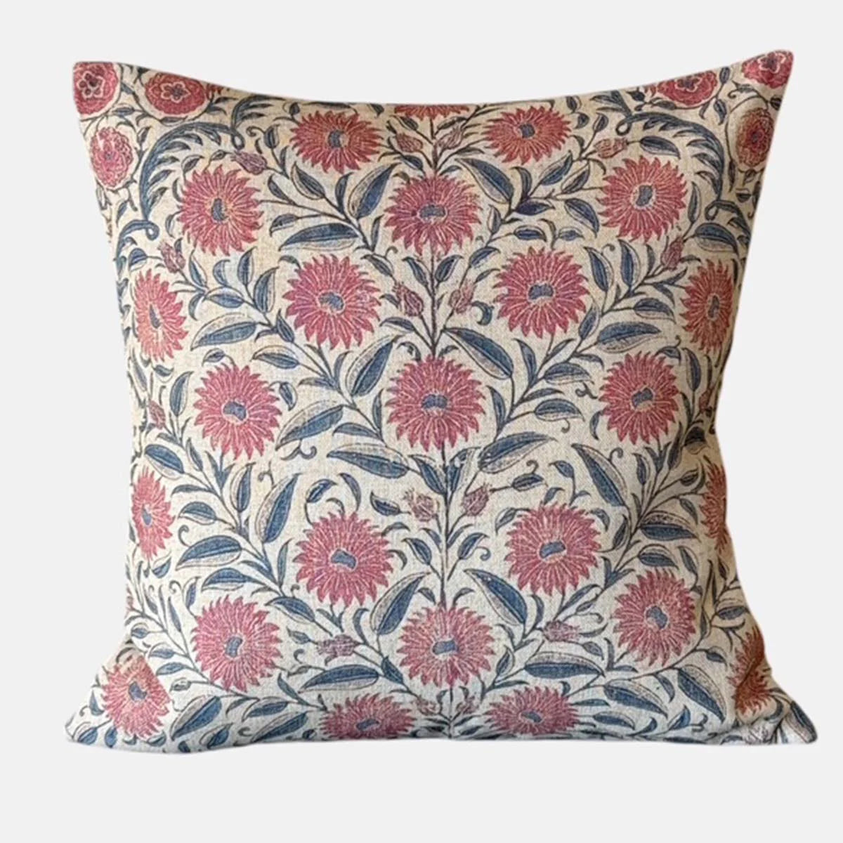 Pink & Blue Intricate Floral Print Cushion - CU0425/65 - Uneeka