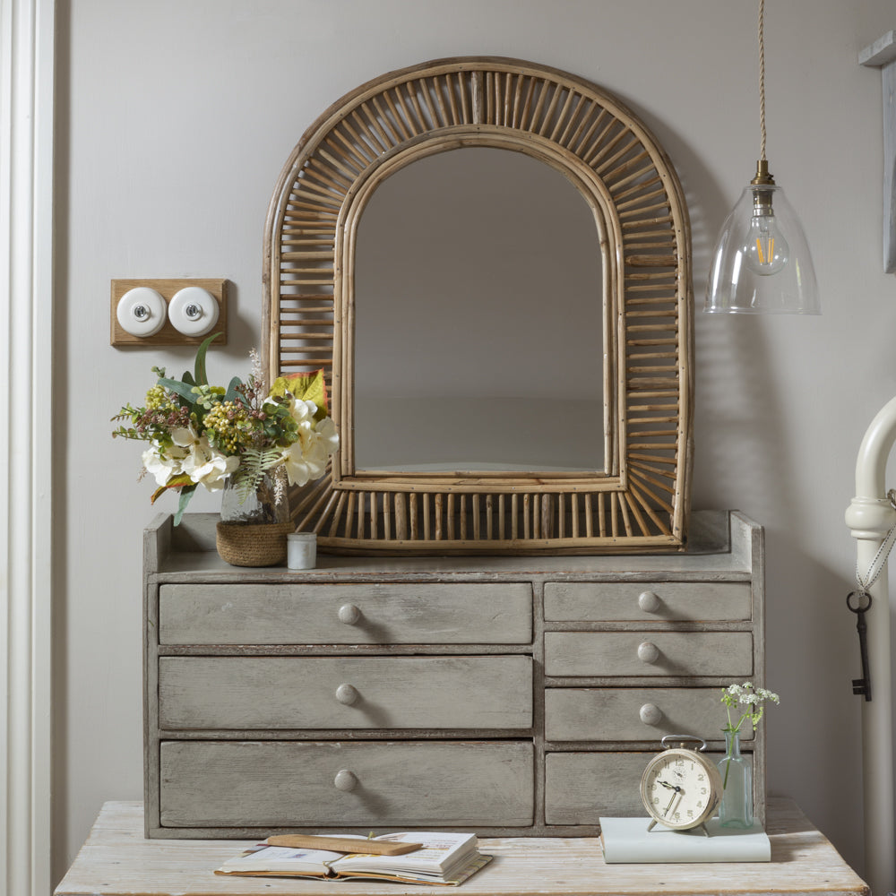Cane Arched Wall Mirror display