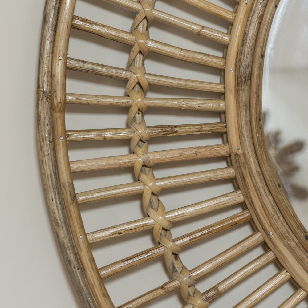 Cane Round Wall Mirror close up