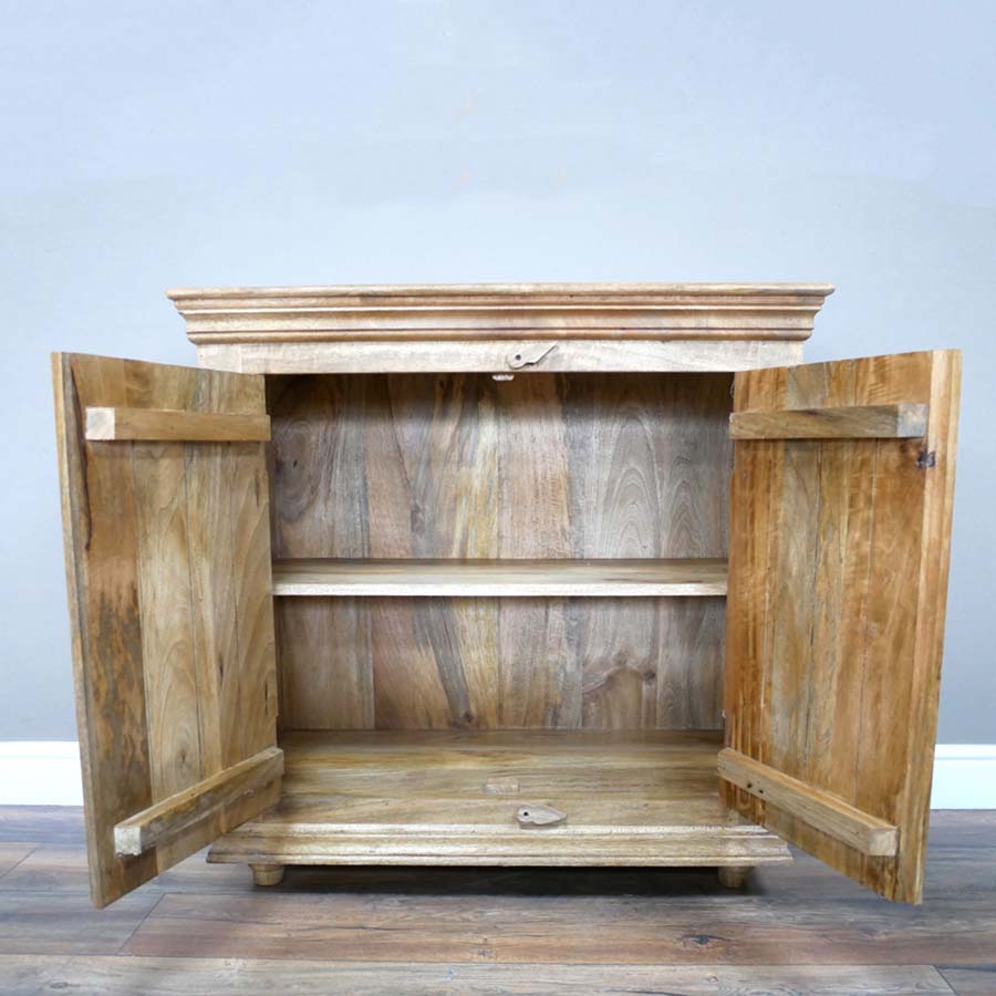 Inside Carved Mango Wood Cabinet - H90 x W91x D41cm