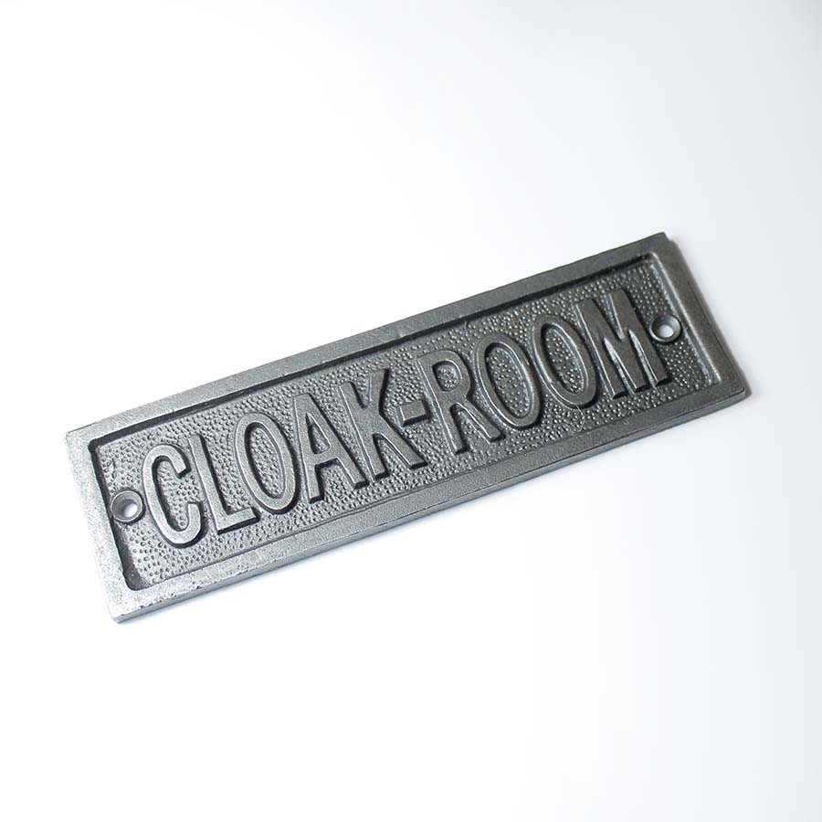 Cast Antique Iron Cloakroom Plaque Style 2