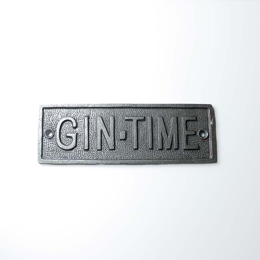 Cast Antique Iron Gin Time Plaque