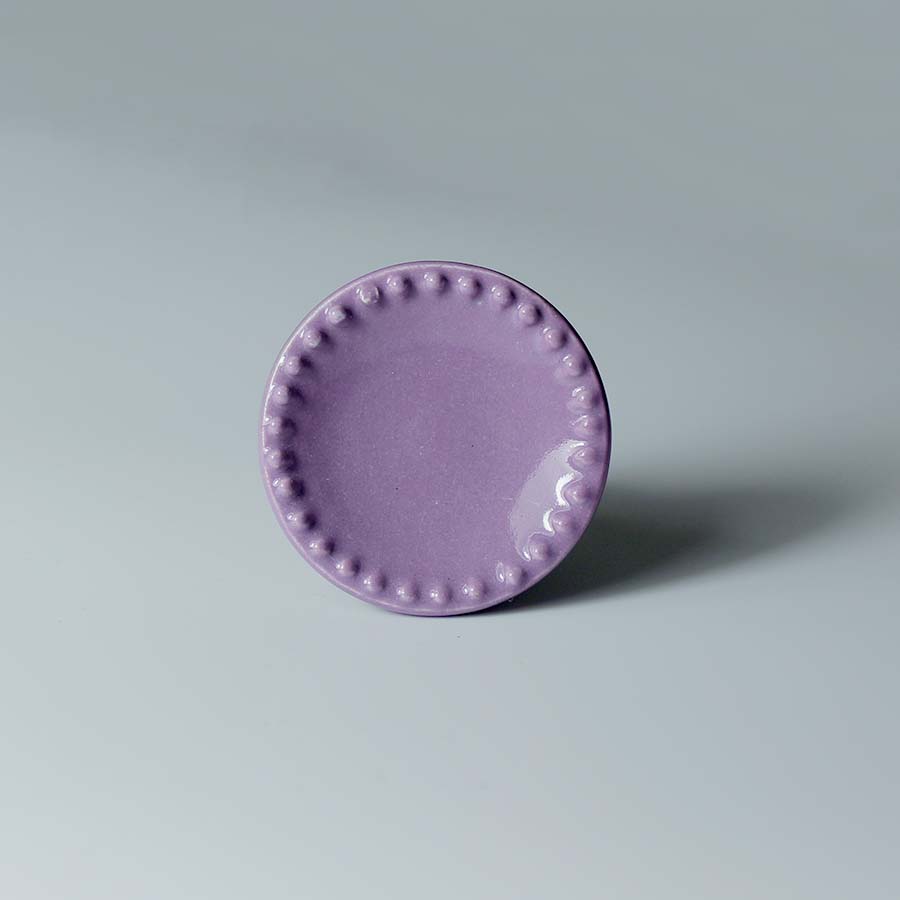Ceramic Doorknob with Embossed Edge - Purple