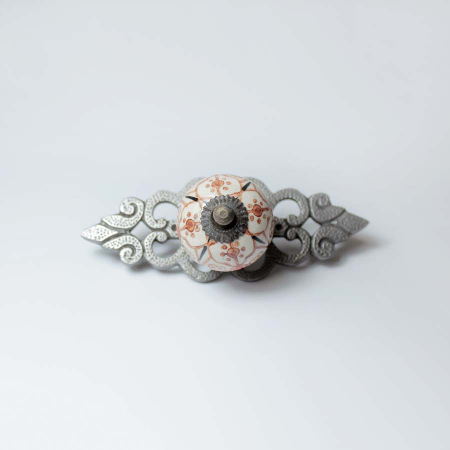 Ceramic Patterned Knob with Filigree Backplate