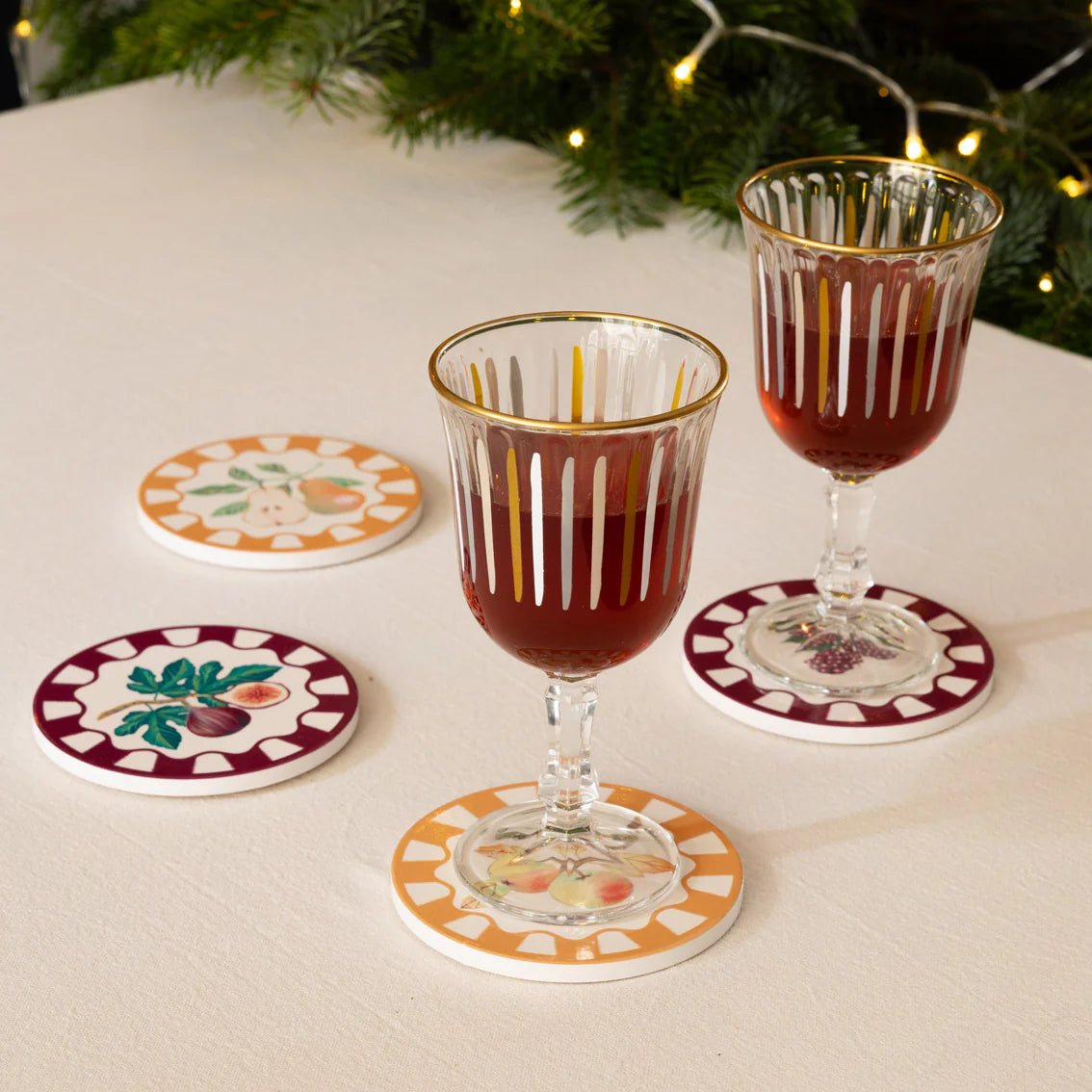 Ceramic Autumnal Fruit Design Coaster - AUTMN-COASTER-MIX - Uneeka
