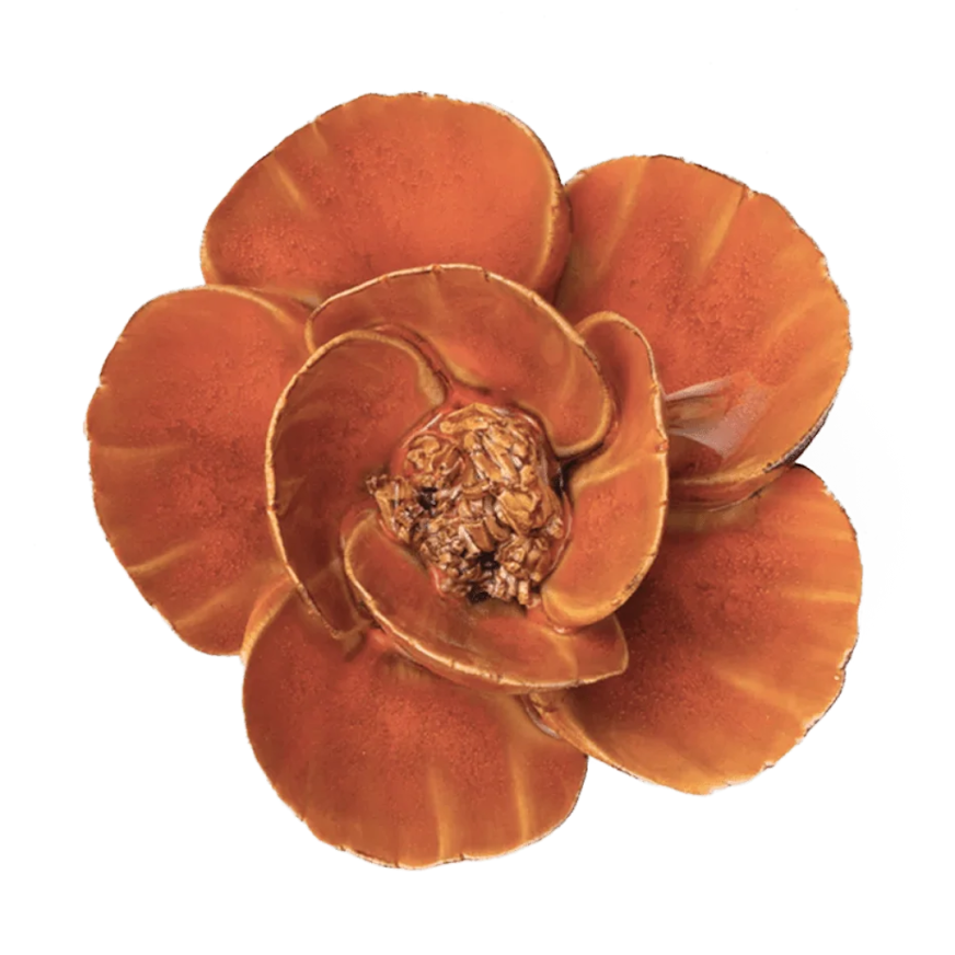 Ceramic Burnt Orange Poppy Flower - Uneeka