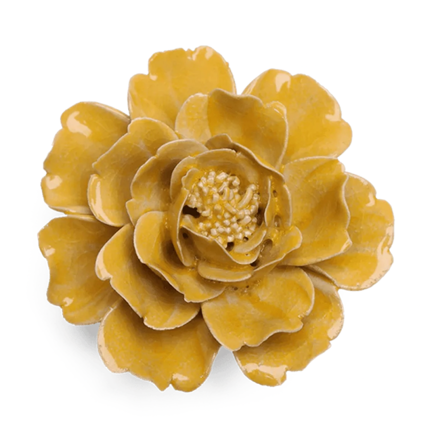 Ceramic Burnt Yellow Rose Flower - Uneeka