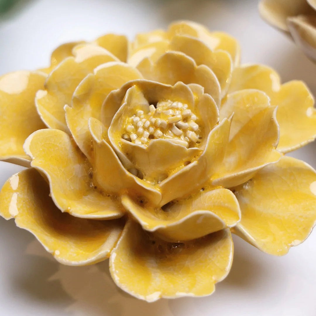 Ceramic Yellow Rose Flower - Uneeka