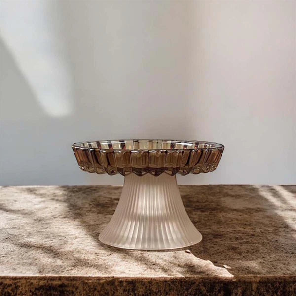 Vintage Fluted Glass Candle Holder  Champagne Uneeka