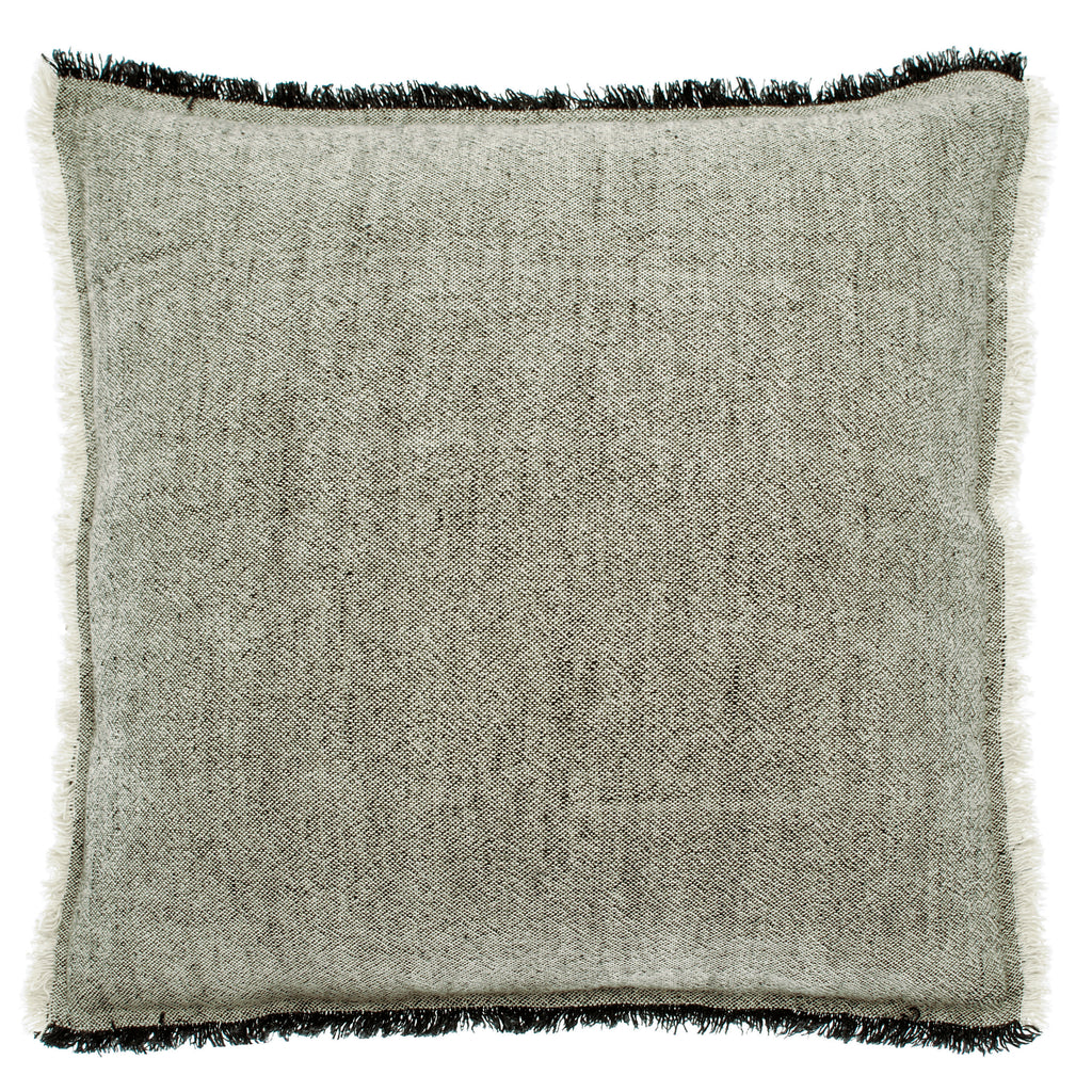 Charcoal Fringe Trim Linen & Cotton Cushion