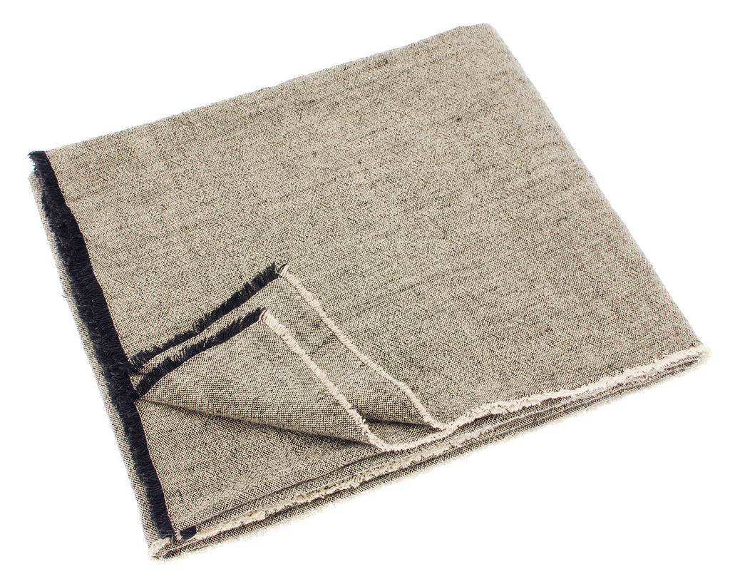 Charcoal Fringe Trim Linen & Cotton Throw