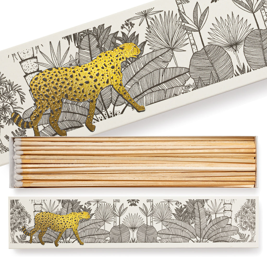 Cheetah In White Jungle Design Long Box Of Matches