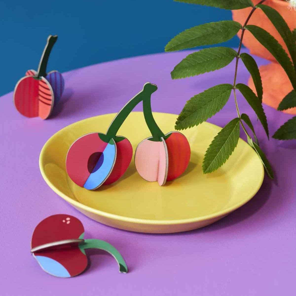 Cherries Cardboard Model & Greetings Card - TPO103 - Uneeka