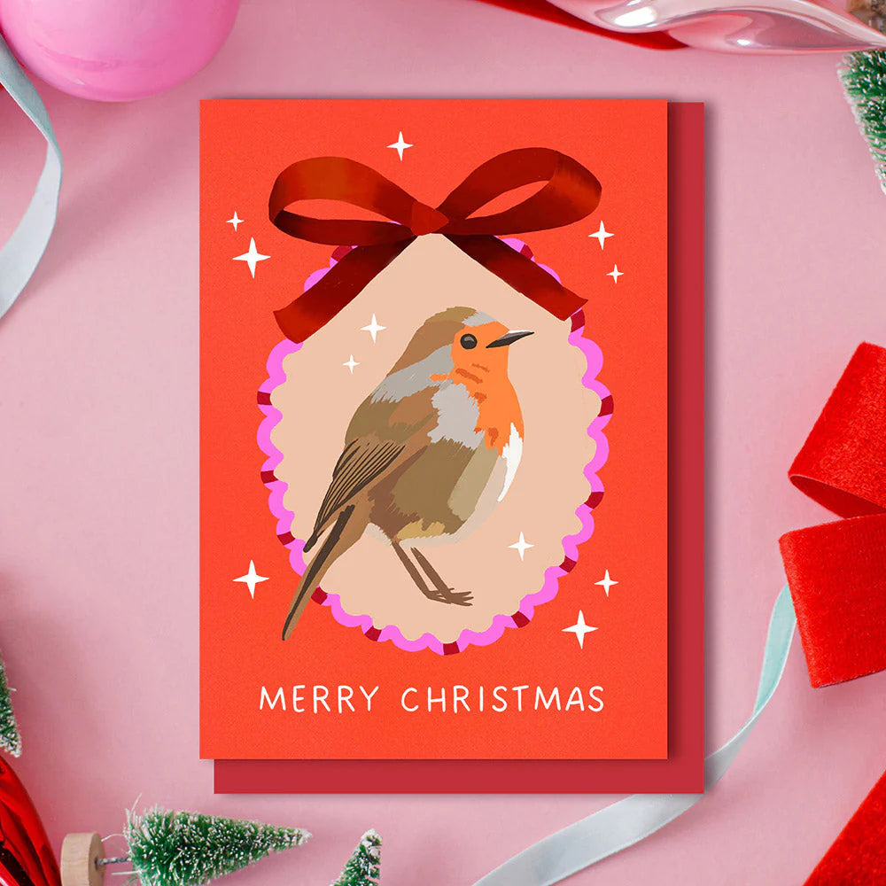 Robin In A Frame Christmas Card - CS7 - Uneeka