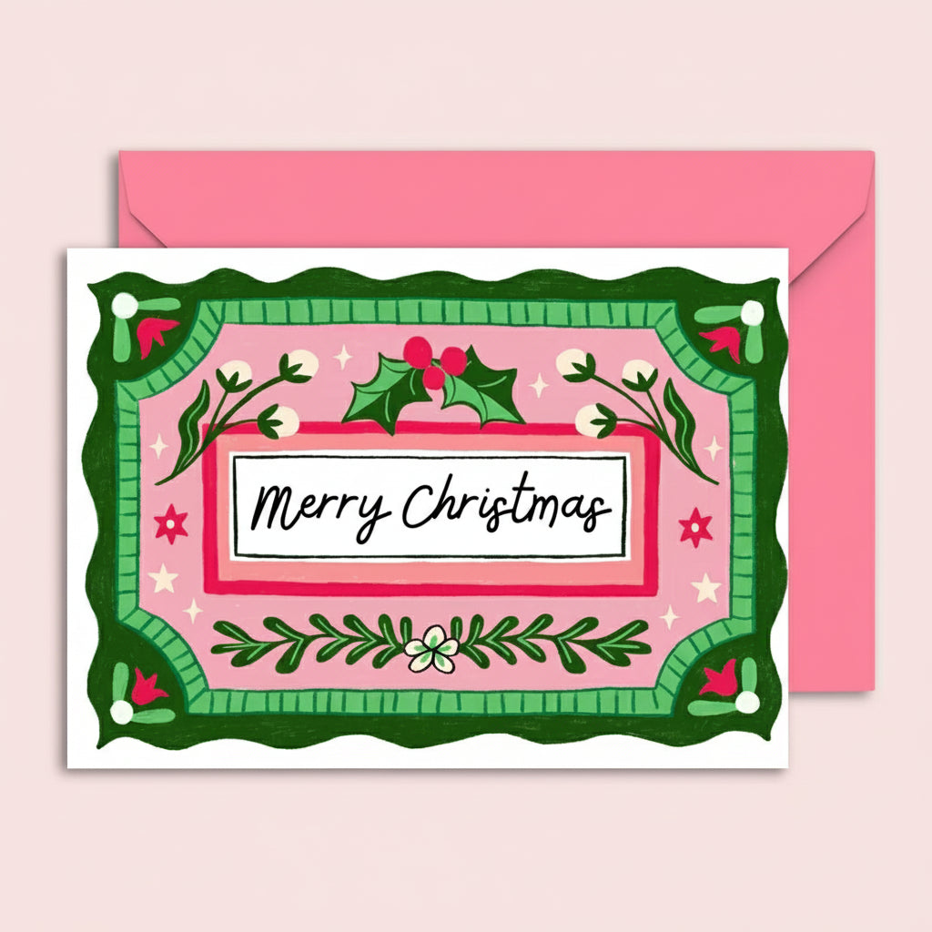 Holly Merry Christmas Christmas Card - NLO-V-CS1 - Uneeka