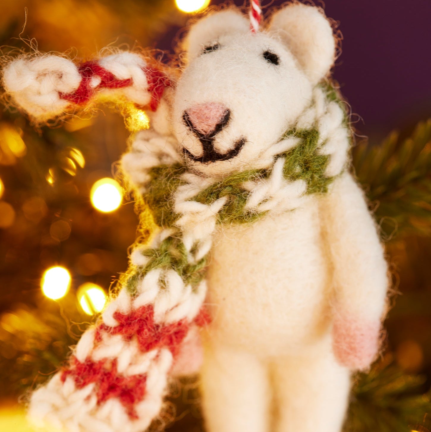 Christmas Mouse with Scarf Hanging Decoration - Uneeka