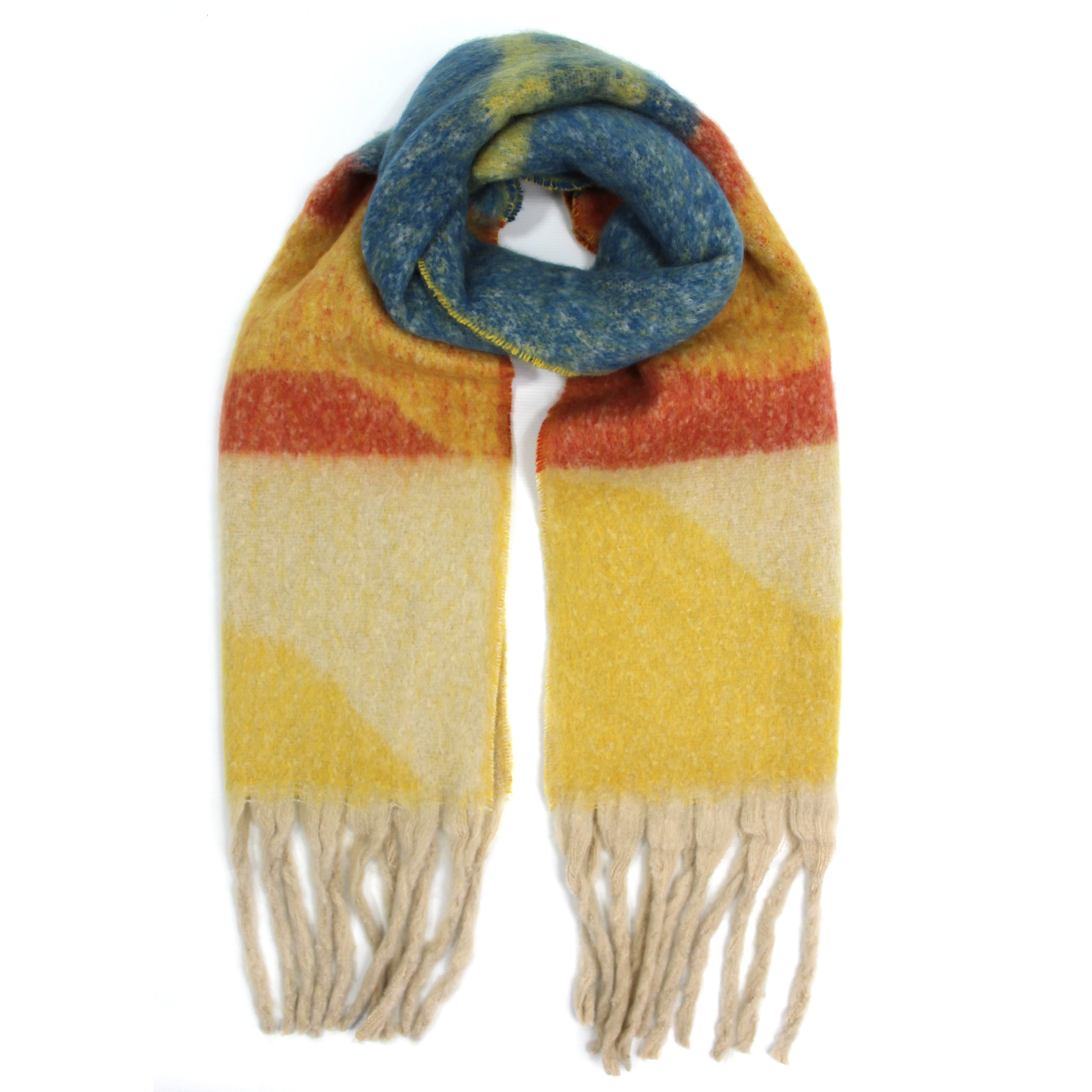 Chunky Knit Abstract Scarf - Yellow - Uneeka