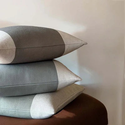 Chunky Stripe Linen Mix Cushion Green Blue Stone Uneeka