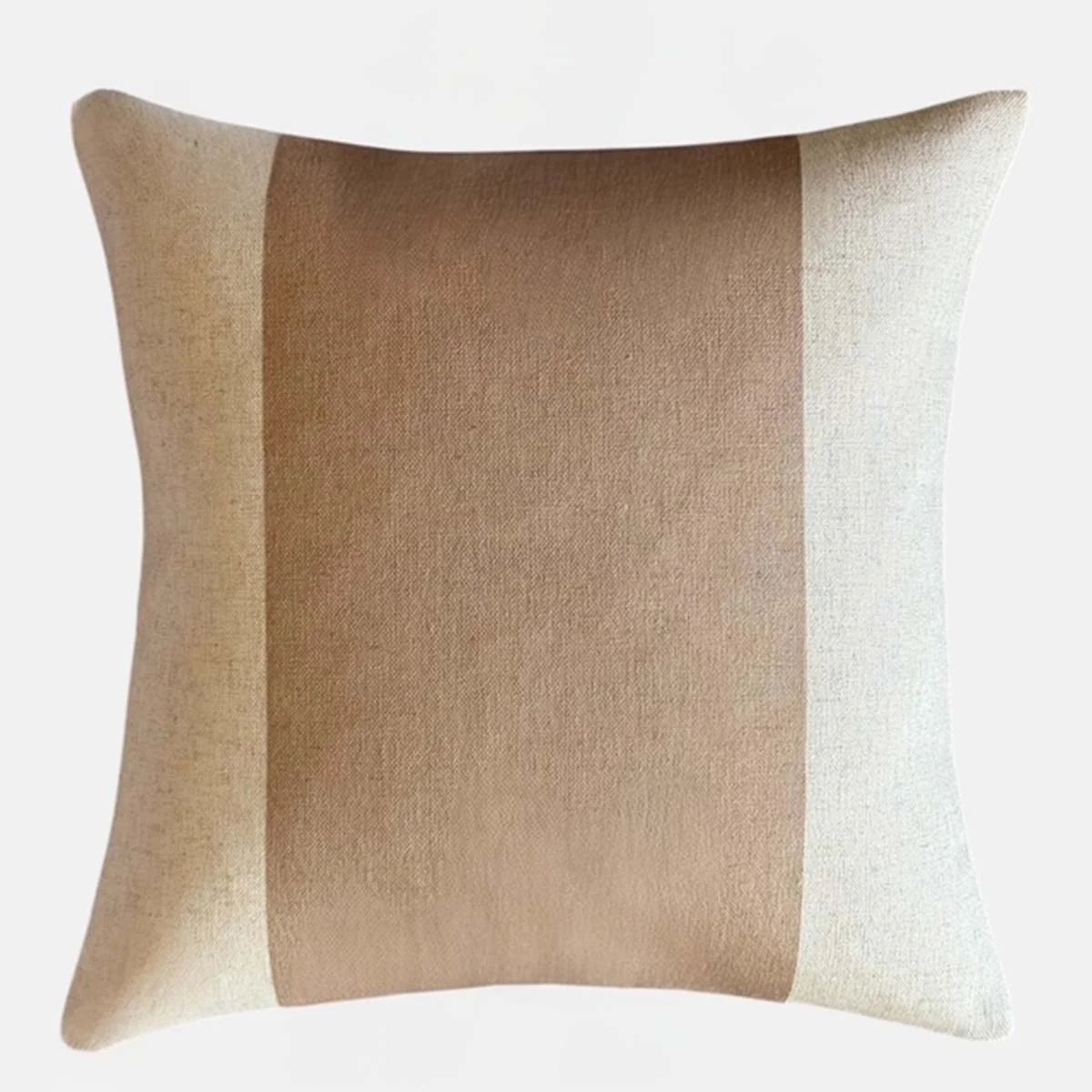 Chunky Stripe Linen Mix Cushion Champagne Tan Uneeka