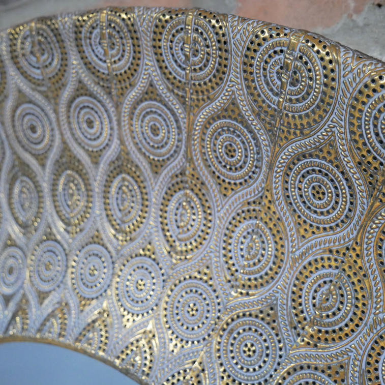 Circular Mirror With Oriental Detailing close up detail