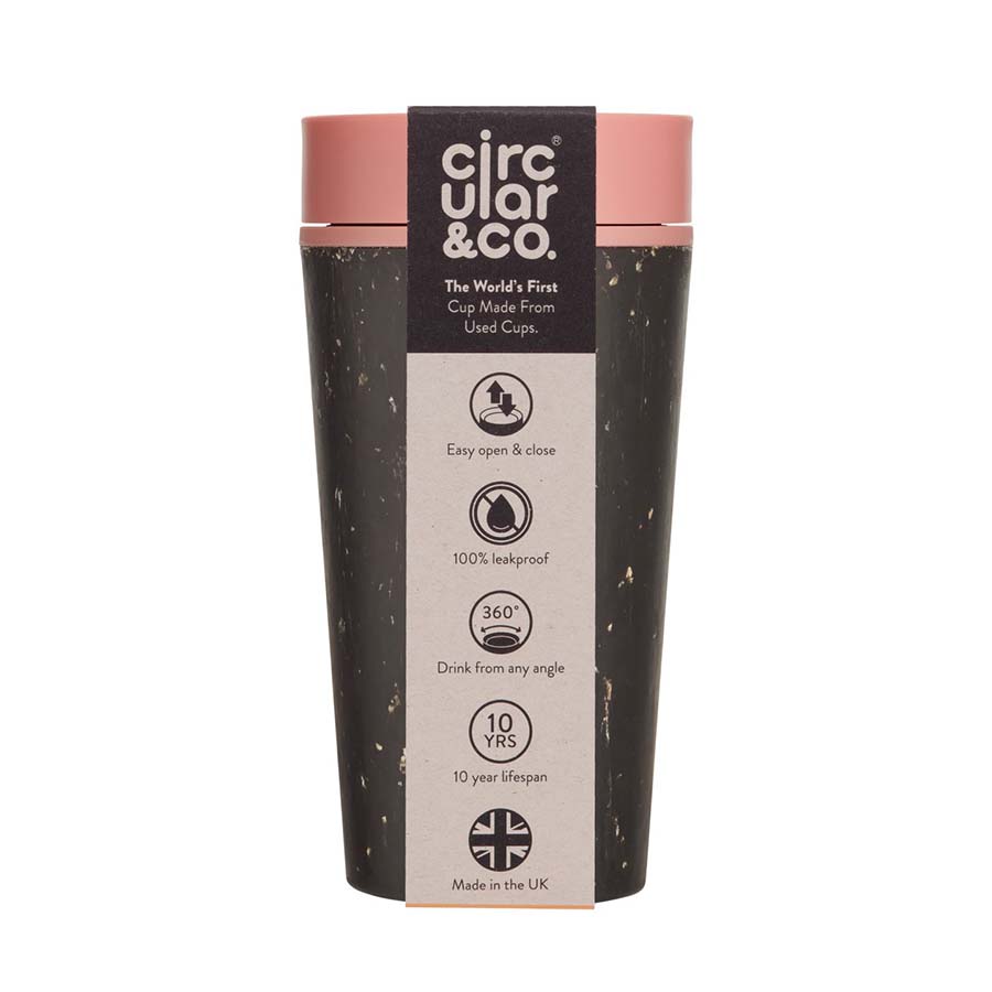 Circular & Co Reusable Coffee Cup 12oz Pink & Black
