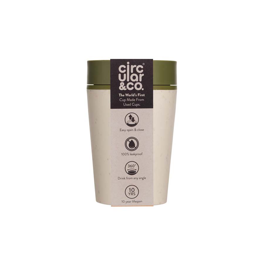 Circular & Co Reusable Coffee Cup 8oz Cream & Green