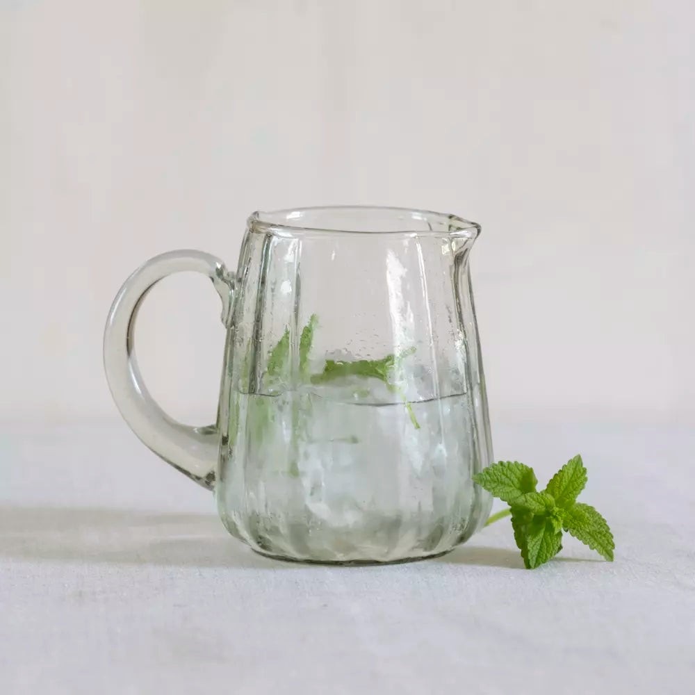 Clear Ribbed Glass Small Jug  - Uneeka - ANC25376