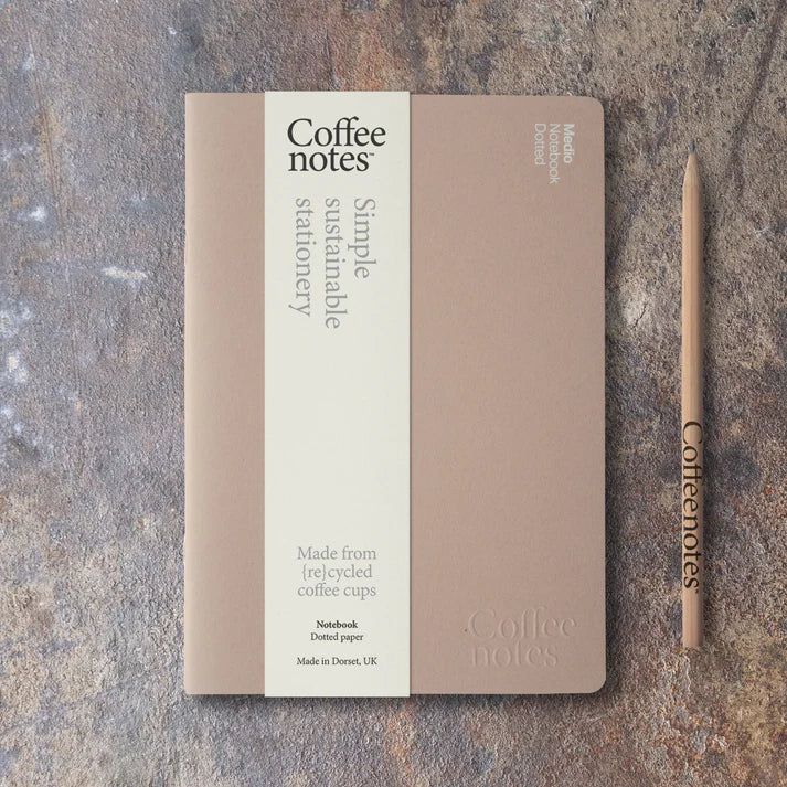 Coffee Notes Repurposed Waste A5 Nut Notebook - Almond - Uneeka