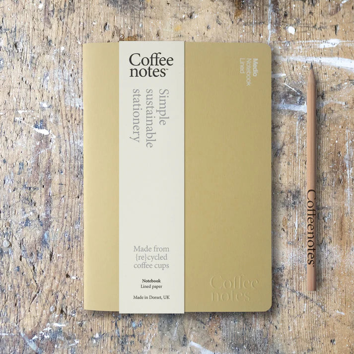 Coffee Notes Repurposed Waste A5 Nut Notebook - Olive - Uneeka