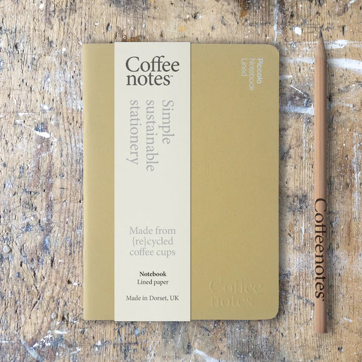 Coffee Notes Repurposed Waste A6 Nut Notebook - Olive - Uneeka