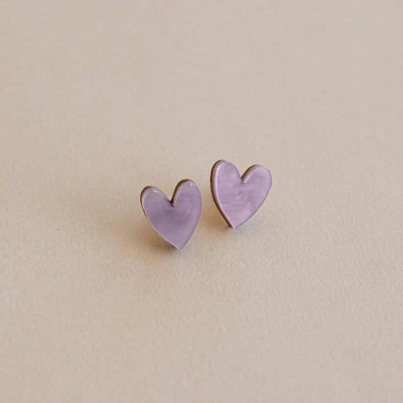 Colourful Heart Stud Earrings - Lilac - Uneeka