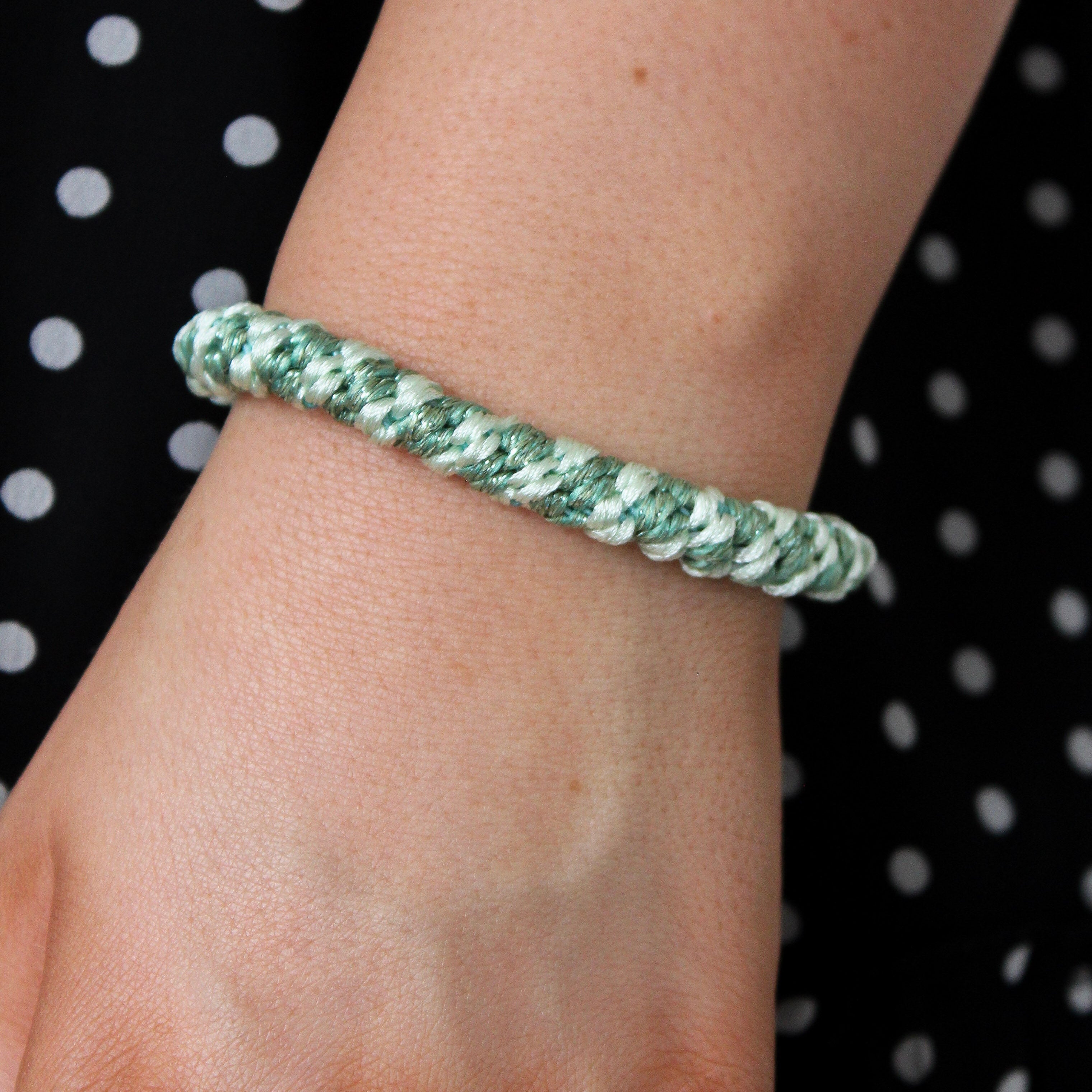 Colourful Stripe Woven Hair Tie - Mixed Green Glitter - Uneeka