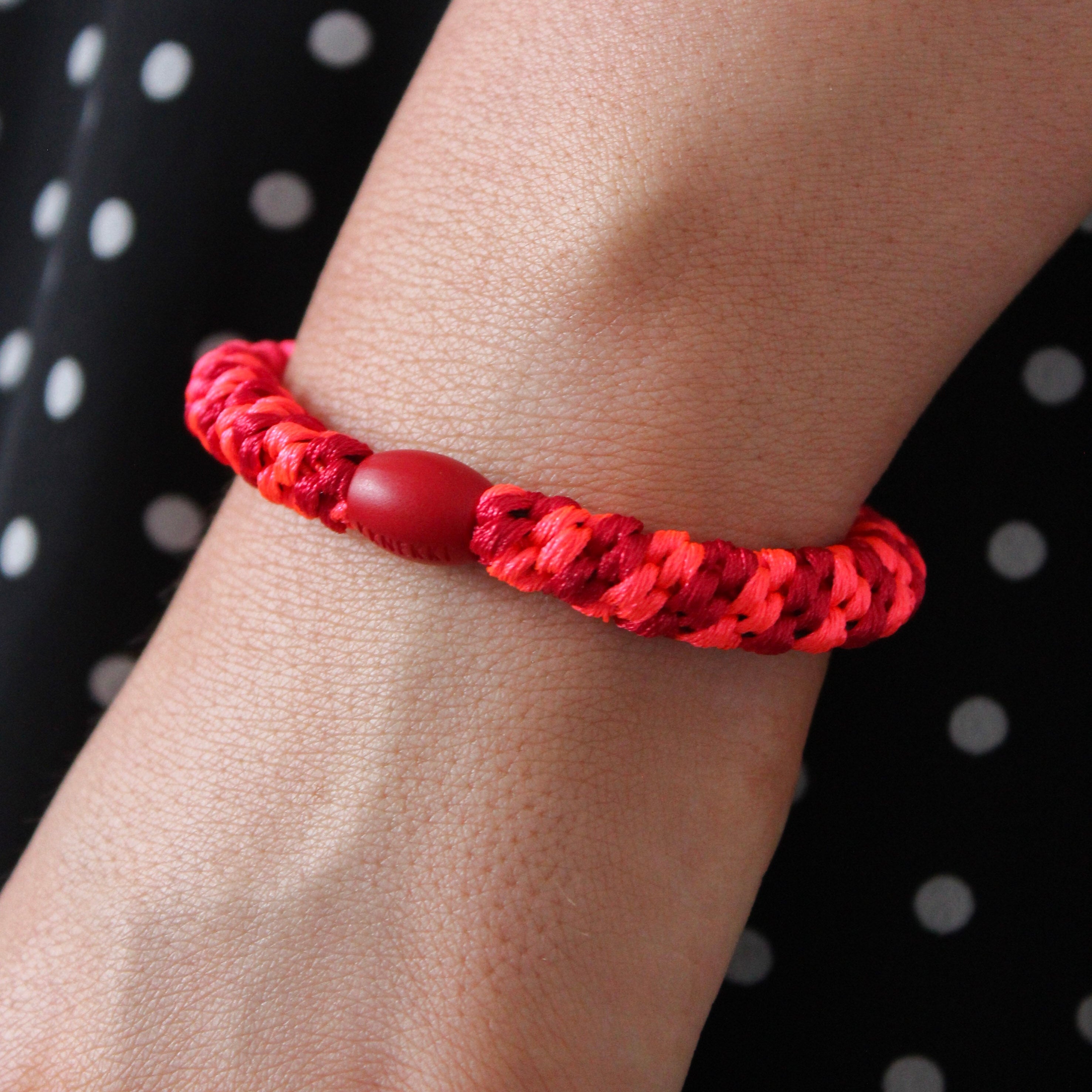 Colourful Stripe Woven Hair Tie - Red & Neon Pink Stripe - Uneeka
